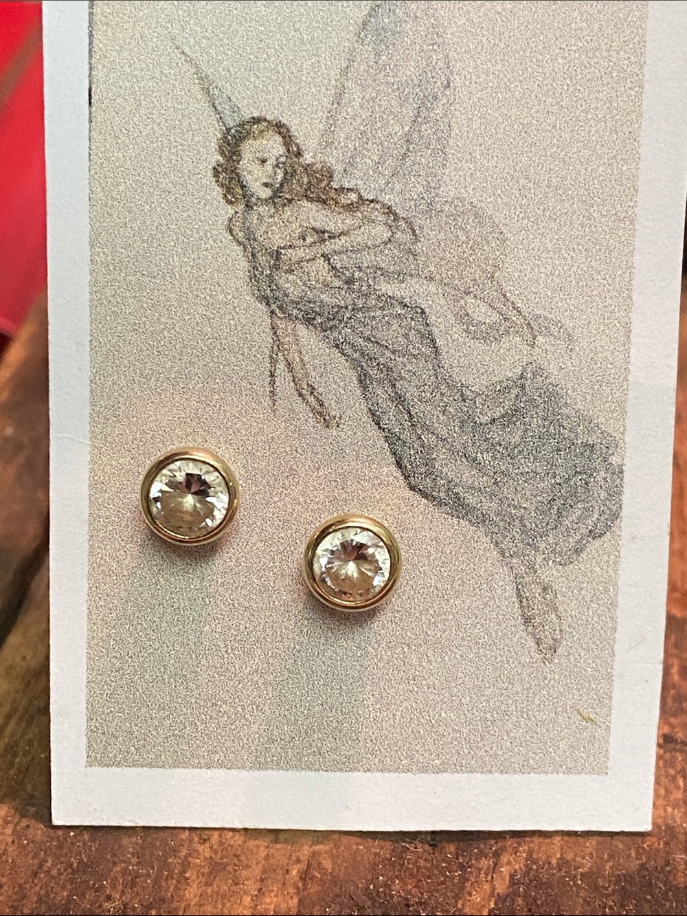 14K Yellow Gold Cubic Zirconia Stud Post Earrings